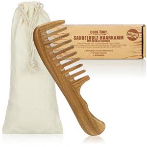 COM-FOUR&reg; Peigne &agrave; cheveux en bois de santal Premium, peigne &agrave; cheveux &agrave; grosses dents en bois de santal, peigne en bois durable en bois massif, peigne &agrave; coiffer (Peigne en 1 partie) (COM-FOUR  Vertriebs GmbH, neuf)