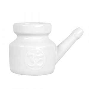 Exogio 350Ml Neti Pot en C&eacute;ramique, Nez Pot de Nettoyage, Neti Pot Pot de Nettoyage de Nez, Pichet Neti avec Mandala, Pichet pour Rin&ccedil;age Nasal ou Douche Nasale, Blanc (simutexun, neuf)