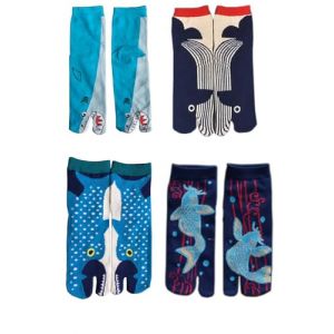 Lot de 4 paires de chaussettes japonaises en coton &agrave; bout fendu, style kimono, sandales, tabi, ninja, geta, geisha, pour hommes, A-25 (Fancy Pumpkin, neuf)