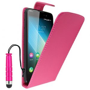 ebestStar - Coque Compatible avec Wiko Lenny 2 Etui Housse PU Cuir Rabat Flip + Mini Stylet, Rose [Appareil: 145.4 x 73.2 x 9mm, 5.0''] (ebestPro-fr, neuf)
