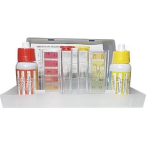 Testeur de pH et de chlore (Otho/Phenol) de 6 gouttes pour analyser les valeurs de pH et de chlore de l'eau (test kit 6 gouttes) (APLILINE, neuf)