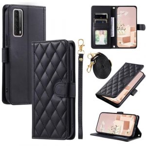 Coque Compatible avec Honor 10X Lite LX9,Compatible avec Huawei Y7a LX3 / Enjoy 20 SE AL20 / P Smart 2021 LX1 Etui de t&eacute;l&eacute;phone Lanyard Stand Flip Card Slot Black (Hongkong Jiajihua, neuf)