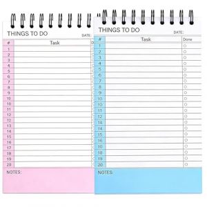 Kaiyzo Lot de 2 Blocs-Notes A5 To Do List Carnet avec 100 Feuilles D&eacute;tachables, Agenda Quotidien Minimaliste Non Dat&eacute; pour Rendez-Vous, T&acirc;ches, Rappels et Notes (kaijiayi, neuf)