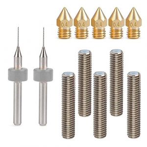 Buse d'imprimante 3D, CESFONJER Kit 12 buses en laiton comprenant un tube gorge en téflon 1,75 mm, une buse tête d'extrudeuse 0,4 mm, des forets nettoyage, pour imprimante 3D MK8 Makerbot Anet A8 (CESFONJER-FR, neuf)