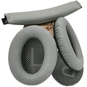 misodiko Coussinets de rechange pour casque Bose Quiet Comfort 25 35 (QC25 QC35) et QuietComfort 35 II (QC35ii) - Pièces de réparation - Arceau et coussinets avec tapis - Gris argenté (ChenDong QiaoQiao, neuf)