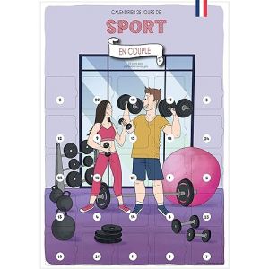 Calendrier de l&rsquo;Avent/Apr&egrave;s Sport en Couple &ndash; 25 Exercices Sportifs Illustr&eacute;s &ndash; Format A3 Carte G&eacute;ante &ndash; Cadeau Fitness et Complicit&eacute; Toute l&rsquo;Ann&eacute;e &ndash; Chevalet Adh&eacute;sif Inclus &ndash; Sans Chocolat ni Objet (Calendrier Evenement, neuf)