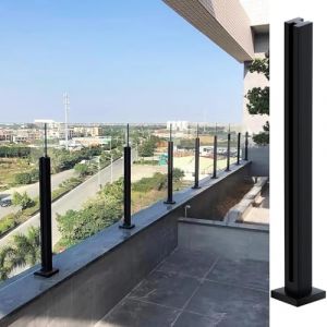 Cvter Garde-corps en Verre Acier Inoxydable - 65cm Poteau de Balustrade en Verre Noir, Syst&egrave;me de Balustrade en avec Robinets, Fentes pour Terrasse, Balcon, Piscine, Jardin, Poste interm&eacute;diaire (liujianjun-us, neuf)