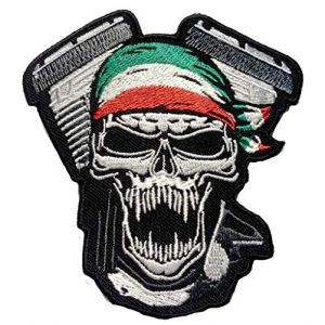 Ecusson Drapeau Biker Moto Italie-n Patch Badge Applique brod&eacute;-rie thermocollant (B2SEE LTD avec TVA francaise et livraison LaPoste, neuf)