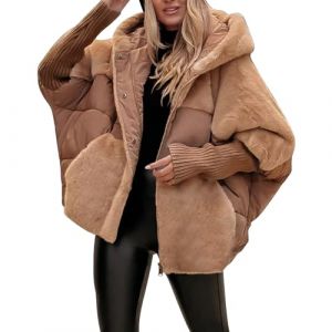 Uwdiohq Manteau Femme Sleeved Patchwork Winter Casual Coat (Khaki, Xxl) Long Manteaux+Femme Doudoune Hiver Rouge Veste Blanc Mi Chaud Femmes Officier Capuche Laine Oversize Fille 14 Ans (Uwdiohq, neuf)