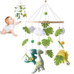 B&eacute;b&eacute; Mobile Bois Carillons Dinosaure, Mobile Lit B&eacute;b&eacute; Boule Feutre Nuages Feuille, Bois Berceau B&eacute;b&eacute; Jouet, Dinosaure Cloche de Lit Gar&ccedil;on Fille Nouveau-n&eacute;, D&eacute;coration de Lit B&eacute;b&eacute;, Type 1 (iShang Direct, neuf)