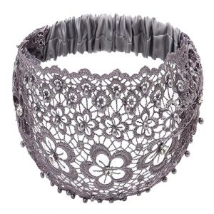 Bandeau En Dentelle Pour Les Femmes - Large Bande De Cheveux &Eacute;lastique En Perles Florale, Bandeau De Perle En Dentelle | Broupe Coiffure En Dentelle, Enveloppe De Cheveux En Dentelle Creux Extensib (Johkane, neuf)