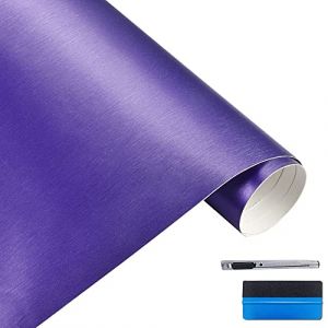 NewL 50 cm x 150 cm Violet brossé en Acier Inoxydable Vinyle métallique Film Mat brossé Chrome Voiture Wrapping Film Autocollant Film Autocollant Film Arc pour Le Moteur de Meubles Portable (NewL, neuf)