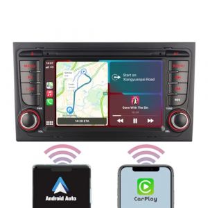 YZKONG Autoradio pour Audi A4 S4 RS4 2003-2012 Compatible avec Wireless Carplay Android Auto, 7 Pouces Tactile R&eacute;cepteur de Radio AM/FM/Bluetooth/USB (YZK-Store, neuf)