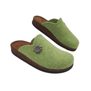 Primo Calzature Sabots alpins originaux, chaussons d'hiver pour homme et femme chauds, sabot tyrolien en laine cuite, 100 % fabriqu&eacute; en Italie, vert clair, 41 EU (Primo Calzature, neuf)