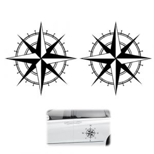 EUYKQNOI 2 Pièces stickers pour camping car Boussole Stickers,Boussole Réfléchissante Autocollant Voiture, Caravane Stickers Voiture, Stickers Camping Car, Sticker Voiture Exterieur,pour Capot Voiture (QSDMY, neuf)