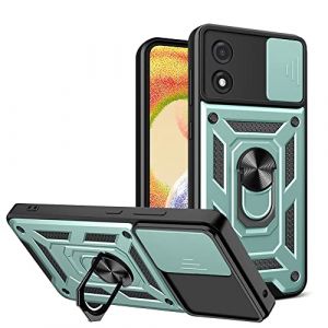 ESTH&reg; Coque pour Motorola Moto E13 4G avec Lentille Coulissante Couverture et Support Rotatif, Anti-Chute &Eacute;tui Housse Compatible avec Support De Voiture Magn&eacute;tique, Vert (Caizeng, neuf)