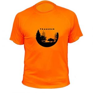 Tee Shirt, Traqueur, Paysage & Sanglier (XXL,801, Orange) (AtooDog-Traqueur, neuf)