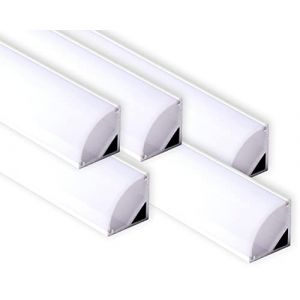 AFTERTECH Profil en Aluminium d'Angle Blanc 16x16mm Pour Bande LED - 5x 2m (10M) 1616B - Barre Rigide + Couvercle (Lait Blanc) (AFTERTECH&reg;, neuf)