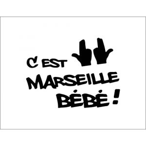 Sticker Autocollant C'est Marseille BÉBÉ (Noir), 18 x 13 cm (Stick Créa, neuf)