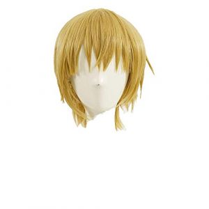 LINLINCD Perruque de cosplay Anime Gilgamesh Destiné/nuit de séjour - Perruque de cosplay courte blonde dorée résistante à la chaleur - Cheveux synthétiques résistants à la chaleur + bonnet de (qiu lai shan mao hang, neuf)