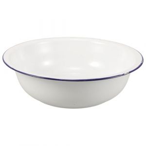 ULTECHNOVO Bassine R&eacute;tro En &Eacute;mail 30 Cm Pour Bain De Pieds Et P&eacute;dicure Bord Bleu Polyvalente Pour Trempage Et Lavage Visage Usage Domestique (Chad Bi, neuf)