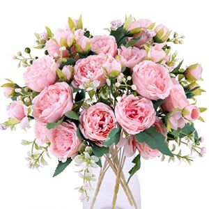 Floweroyal 4 Bouquets Pivoine Fleurs Artificielles Fleurs Roses Pivoines en Soie Bouquets pour Mariage Parti Centres de Table Arrangement Floral Accueil Cuisine Décor (Floweroyal Crafts, neuf)