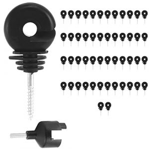 Lot de 50 isolateurs de bague de cl&ocirc;ture &eacute;lectrique, isolateurs &agrave; vis, accessoires de cl&ocirc;ture &eacute;lectrique pour poteaux en bois + 1 outil de douille isolante (Rbaotech, neuf)