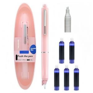 Générique Stylo-Plume Rétractable : 0,38 mm, Encre Bleue Et Noire, Corps du stylo de couleur, 5 cartouches D’encre Rechargeables Incluses. Pour Une écriture (Rose, Bleu effaçable) (huangshanshijingmiaomiaodianzishangwuyouxiangongsi, neuf)