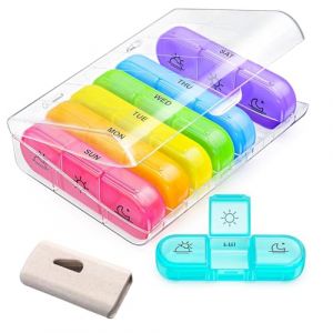 Pilulier Semaine Matin Midi Soir Pilulier 7 Jours Comprend Un Coupe-M&eacute;dicaments Convient Pour Les M&eacute;dicaments Les Vitamines L'huile De Poisson Les Compl&eacute;ments Alimentaires Etc (SIA KHERO, neuf)