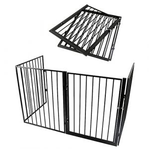 XUANYU Barrières de Protection Hauteur 75 cm/29,5" Barrière de Sécurité, Parc Chiots Pliable, Clôture Métallique avec Porte, Clôture Mobile en Métal Kit, Enclos avec Porte (240 cm/7,87 FT Noir) (XUASHW, neuf)