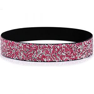 YooAi Strass &Eacute;lastique PU Ceinture En Cuir Brillant Cristal Stretch Ceinture Ceinture Large Ceinture Pour Femmes Robe 95cm Rose (YooAiFR, neuf)
