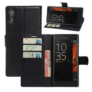 COPHONE&reg; Etui Coque Housse de Protection Noir en Cuir pour Sony Xperia XZ Etui porteufeuille Noir Haute qualit&eacute; pour Sony Xperia XZ (CoPhone, neuf)