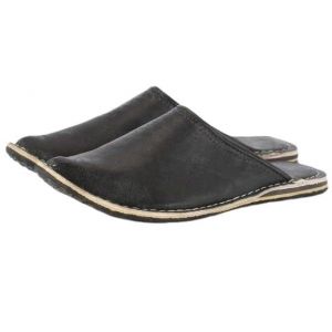 babouche mule berbere traditionnel - bout pointu - cuir naturel fabriqué au maroc Artisanal couleur Noir Marron Bleu (Noir, Système Taille Chaussures EU, Adulte, Homme, Numérique, Moyen, 43) (TopVenteFrance, neuf)