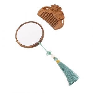 OUNONA Miroir Décoratif Sculpté À La Main En Bois Sculpté À La Main Style Vintage Pour Maquillage Maison École Voyage Extérieur (Gustell, neuf)