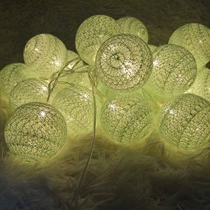 6cm Guirlande Lumineuse Boule Coton, DOTBUY Decoration Noël, LED Guirlande Lumineuse à Piles, Enfant, Festival, Chambre Mariage Décorations (Vert rafraîchissant,3.3M/20LED) (DOTDOT SHOP, neuf)