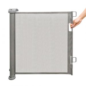 Barriere de Securite Enfant Barrière de Sécurité Rétractable 0 à 150cm pour Bébés et Chiens Barrière d’Escalier et de Portes Barrière Relocalisable et Enroulable-86 * 180 cm-Gris (Hechheu, neuf)