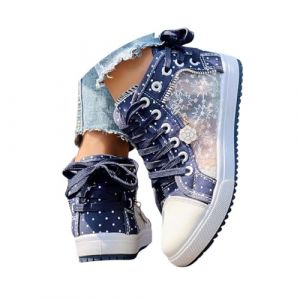 Minetom Femme Baskets Montante Sneakers Tennis Dentelle Maille Respirants Chaussures Toile À Lacets Décontractées A Bleu 36 EU (B.W.S KIT, neuf)