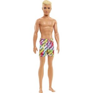 Barbie Poup&eacute;e de plage Ken aux cheveux blonds v&ecirc;tue d'un maillot de bain imprim&eacute; color&eacute; de Los Angeles (abigarrado, neuf)