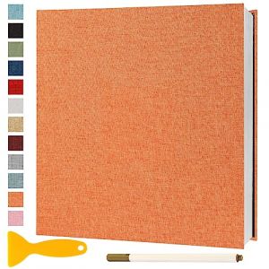 Album Photo Adhesif Vierge 33x32 CM Classeur Photo Livre Photo Personnalisable Scrapbook de Classe Mariage Livre D'or Enfant Bebe DIY Carte Postale, 60 Pages Orange (Semfalbuums, neuf)