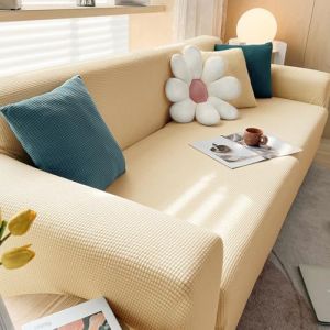 Hixingo Housse de Canap&eacute; Extensible, Couleur Pure, Couverture de Canap&eacute; avec Accoudoirs 1 2 3 4 Places, Super &Eacute;lastique Sofa Cover Universelle, Antid&eacute;rapante, Lavable (Beige Classique,3 Places) (Hixin, neuf)