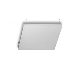 R ROSTAGNO Panneau insonorisant IGNIFUGE 100x100x6 cm marquage CE, finition en tissu NO AMOVIBLE. - Positionnement de suspension au plafond avec câbles réglables (BLANC) (ROSTAGNO, neuf)