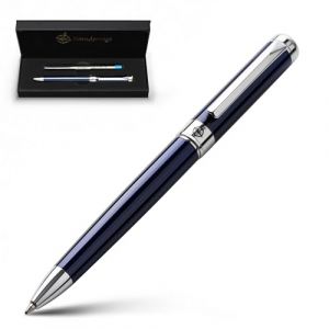 WANDERINGS Stylo Bille Premium &agrave; Encre Allemande &ndash; Parfaitement &Eacute;quilibr&eacute; pour une Exp&eacute;rience d&rsquo;&Eacute;criture Exceptionnelle, Accents Chrom&eacute;s &ndash; Blue Breeze &ndash; Recharge Schmidt dans un Coffret Cadeau (Wanderings, neuf)