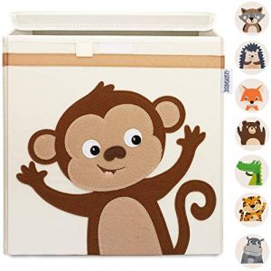 GLÜCKSWOLKE Boite de Rangement Enfant - 15 Motifs I Coffre à Jouet I Caisse Cube (33x33x33) I Bac à Jouets avec Couvercle - Chambre Bebe I Panier à Jeux Fille et Garcon I Jungle Animal (Singe) (Glückswolke, neuf)