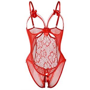 Tuopuda Bodys Sexy Femmes sous-vêtements Babydolls Nuisettes Ensemble de Lingerie Dentelle Erotique Combinaison Chemises de Nuit Sleepwear Underwear Ensemble Lingerie (Rouge, S) (Mislee, neuf)