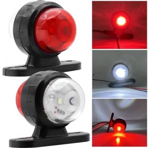 Biqing Double Face Feux de Gabarit Lat&eacute;ral LED Rouge Blanc,8 LED Feux Lat&eacute;raux pour Caravane 12V 24V Feux de Position &Eacute;tanche pour Camion Caravane Remorque,2pcs (Mod&egrave;le F) (YuanGu, neuf)
