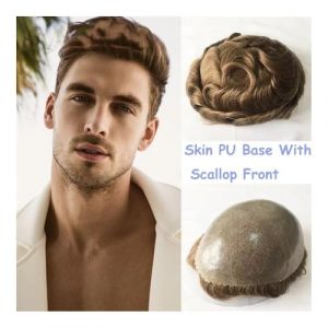 Toupet pour hommes Base de qualité supérieure avec pétoncle avant hommes toupet système de remplacement de cheveux humains haute densité pièces de cheveux perruques for homme Perruques(Light Brown,8x1 (birene, neuf)