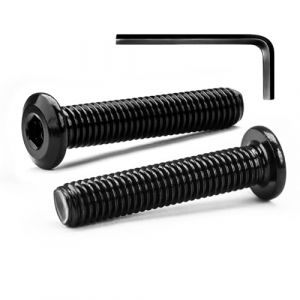 M8 x 40mm 10Pcs T&ecirc;te Plate Vis D'assemblage &agrave; Six Pans Creux, Vis &agrave; T&ecirc;te Plate, Acier Inoxydable A2 V2A, Boulons de Meubles, Filetage Complet, Oxyde Noir (Avec Cl&eacute; Hexagonale) (MINGHENG, neuf)