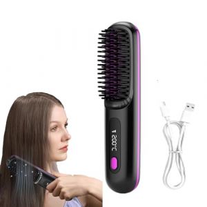 2025 Le Nouveau Noir Brushe Blyss Lisseur Sans Fil, Lisseur Sans Fil, Brosse Lissante Sans Fil, Brusho Hair Pro, Brosse &agrave; Lisser Sans fil, Mini Lisseur Portable, 2 en 1 Fer &agrave; Lisser &agrave; ions N&eacute;gatifs (Orgrul, neuf)