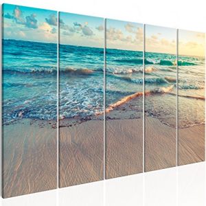 murando - Tableau décoratif paysage 200x80 cm - Impression sur toile colorée - Décoration murale pour salon et chambre - Nuages vagues mer ciel sable plage tropical eau c-B-0358-b-m (murando, neuf)