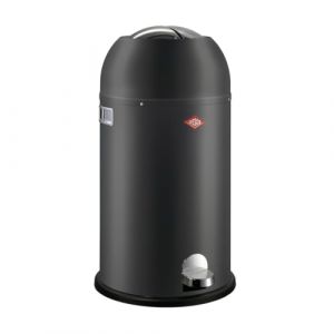 Wesco Poubelle Kickmaster de couleur graphite mat, t&ocirc;le d'acier rev&ecirc;tue par pulv&eacute;risation, amortisseur int&eacute;gr&eacute;, volume de 33 litres, grande ouverture (dmdk. fr, neuf)